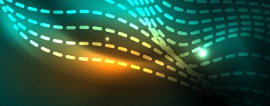 Parlak neon vektör dalga çizgi soyut arka plan, hareket kavramı