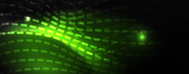 Karanlıkta dumanlı parlayan dalgalar. Neon renkli ışık ve dalgalı çizgiler ile koyu soyut arka plan. Vektör