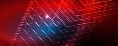 Neon parlayan techno hatları, Hi-Tech futuristik soyut arka plan şablonu, vektör