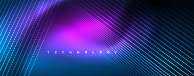 Neon mavi parlak çizgiler, sihirli enerji alanı ışık kavramı, arka plan duvar kağıdı tasarımı