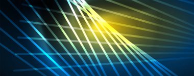 Neon mavi parlak çizgiler, sihirli enerji alanı ışık kavramı, arka plan duvar kağıdı tasarımı