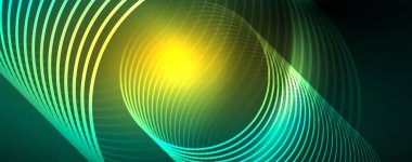 Parlak neon çizgiler şablonu-Kuzey ışıklar parlayan bulanıklık hatları. Futuristik tarzı Glow Neon 80s disko kulübü veya gece partisi techno şablon