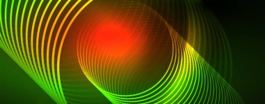 Parlak neon çizgiler şablonu-Kuzey ışıklar parlayan bulanıklık hatları. Futuristik tarzı Glow Neon 80s disko kulübü veya gece partisi techno şablon