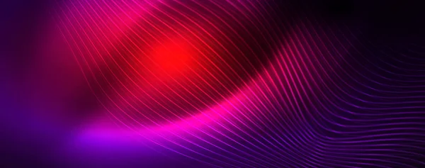 Neón vector líneas de onda fondo abstracto, diseño techno futurista magia — Archivo Imágenes Vectoriales