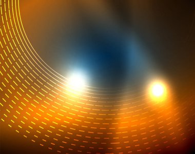 Mavi Neon çemberler, soyut dairesel çizgiler. Parlayan daire soyut desen arka plan