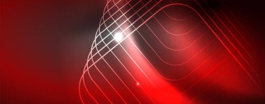 Parlak neon techno şablonu. Neon hatları arka plan, 80s tarzı lazer ışınları