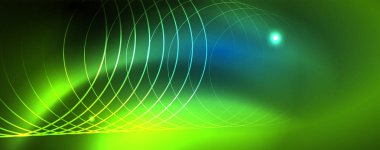 Neon parlayan techno hatları, Hi-Tech futuristik soyut arka plan şablonu, vektör