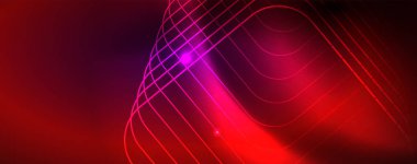 Parlak parlayan tasarım arka plan, Neon tarzı hatları, teknoloji kavramı, vektör