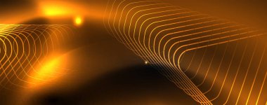 Parlak neon techno şablonu. Neon hatları arka plan, 80s tarzı lazer ışınları