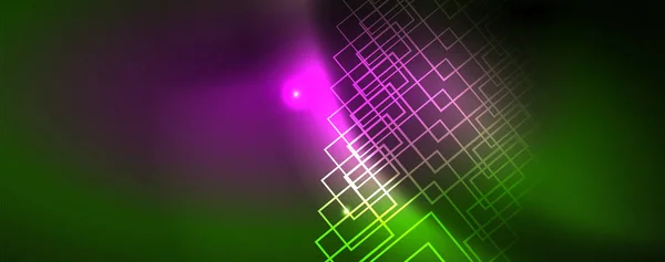 Techno izzó háttér, futurisztikus sötét sablon Neonfény hatások és egyszerű formák, vektor — Stock Vector