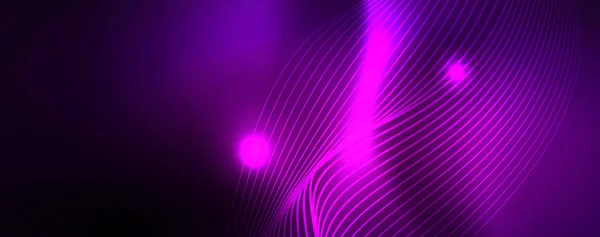 Neón vector líneas de onda fondo abstracto, diseño techno futurista magia — Vector de stock