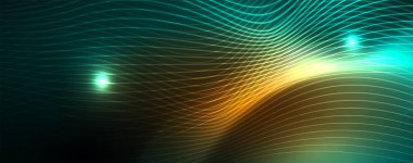 Parlak neon vektör dalga çizgi soyut arka plan, hareket kavramı