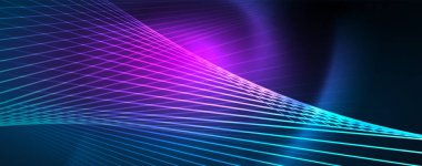 Neon mavi parlak çizgiler, sihirli enerji alanı ışık kavramı, arka plan duvar kağıdı tasarımı