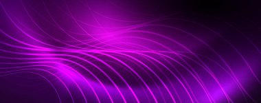 Parlak Neon ışıklar, bulanık sihirli Neon ışık kavisli hatları ile koyu soyut arka plan