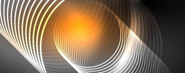 Parlak Neon ışıklar, bulanık sihirli Neon ışık kavisli hatları ile koyu soyut arka plan