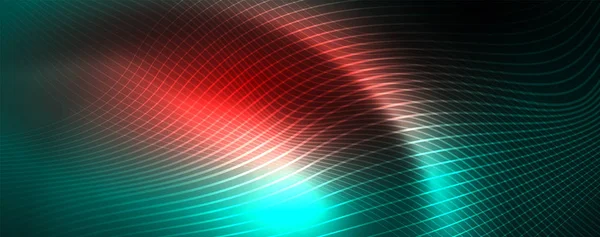 光沢のあるネオンベクトル波線抽象背景、モーションコンセプト — ストックベクタ