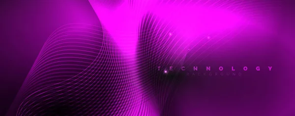Темний абстрактний фон з яскравими кольоровими неоновими вогнями та лініями. Сяючий фон — стоковий вектор