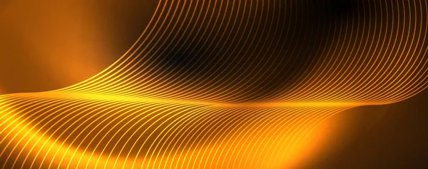 Parlak renkli neon ışıkları ve hatları ile koyu soyut arka plan. Arka planda parlayan