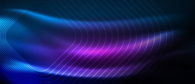 Neon parlayan techno hatları, yüksek teknoloji fütüristik arka plan şablonu kare şekilleri ile