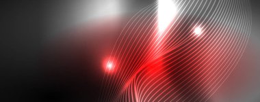 Neon vektör dalga hatları soyut arka plan, sihirli futuristik techno tasarım