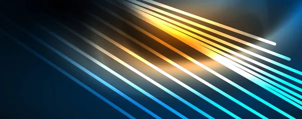 Líneas brillantes azul neón, concepto de luz espacio de energía mágica, fondo abstracto fondo de pantalla de diseño — Vector de stock