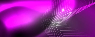 Parlak neon techno şablonu. Neon hatları arka plan, 80s tarzı lazer ışınları