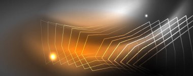 Parlak neon techno şablonu. Neon hatları arka plan, 80s tarzı lazer ışınları