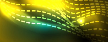 Parlak neon vektör dalga çizgi soyut arka plan, hareket kavramı