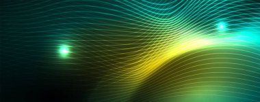 Parlak neon vektör dalga çizgi soyut arka plan, hareket kavramı