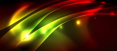 Neon renk dalgası hatları soyut arka plan, sihirli techno futuristik ışık