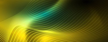 Parlak neon vektör dalga çizgi soyut arka plan, hareket kavramı