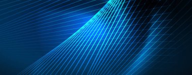 Neon mavi parlak çizgiler, sihirli enerji alanı ışık kavramı, arka plan duvar kağıdı tasarımı
