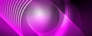 Parlak Neon ışıklar, bulanık sihirli Neon ışık kavisli hatları ile koyu soyut arka plan