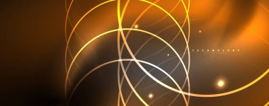 Parlak Neon ışıklar, bulanık sihirli Neon ışık kavisli hatları ile koyu soyut arka plan