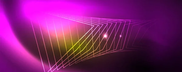 Techno sfondo incandescente, futuristico modello scuro con effetti di luce al neon e forme semplici, vettore — Vettoriale Stock