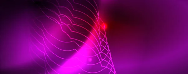 Linii tehno strălucitoare de neon, șablon de fundal futurist abstract hi-tech, vector — Vector de stoc