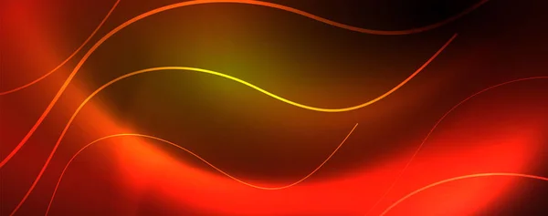 Luminosi cerchi al neon e linee d'onda, brillante modello di design di sfondo lucido, concetto di tecnologia digitale . — Vettoriale Stock