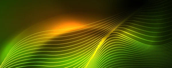 Блестящие неоновые векторные волны линии абстрактного фона, концепция движения — стоковый вектор