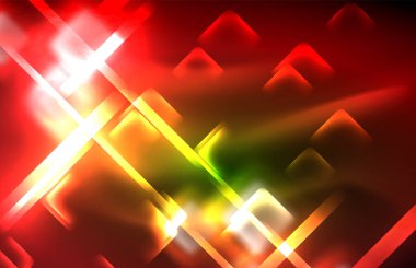 Siyah Neon parlak ışık hatları, techno modern şablon