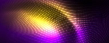 Neon vektör dalga hatları soyut arka plan, sihirli futuristik techno tasarım