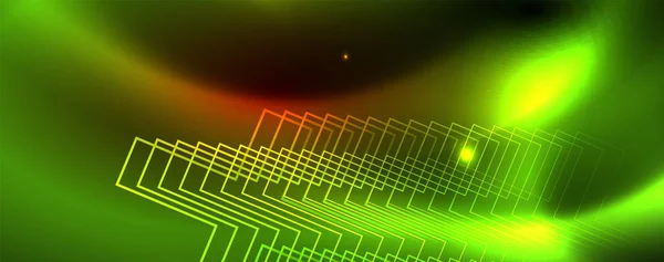Neonové zářící technolinie, Hi-Tech futuristická abstraktní šablona, vektorová — Stockový vektor