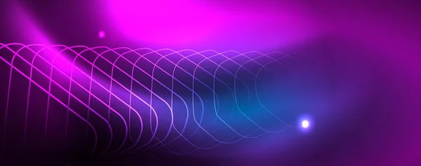 Neon gloeiende techno lijnen, Hi-Tech futuristische abstracte achtergrond sjabloon, Vector — Stockvector