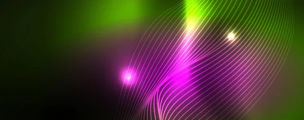 Lesklé neonové vektorové vlnovce abstraktní pozadí, koncepce pohybu — Stockový vektor