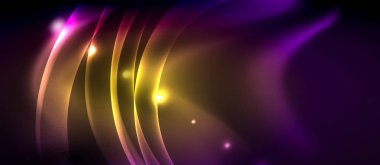 Parlak parlayan Neon ışık dalgası arka plan