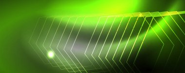 Parlak neon techno şablonu. Neon hatları arka plan, 80s tarzı lazer ışınları