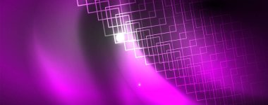 Parlak neon techno şablonu. Neon hatları arka plan, 80s tarzı lazer ışınları