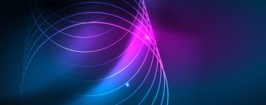 Neon parlayan techno hatları, Hi-Tech futuristik soyut arka plan şablonu, vektör