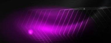 Parlak neon techno şablonu. Neon hatları arka plan, 80s tarzı lazer ışınları