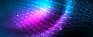 Mavi Neon renkli ışık arka planda pürüzsüz dalga hatları. Karanlık, parlak hareket, sihirli uzay ışık üzerinde parlayan soyut dalga