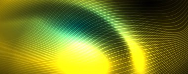 Parlak neon vektör dalga çizgi soyut arka plan, hareket kavramı